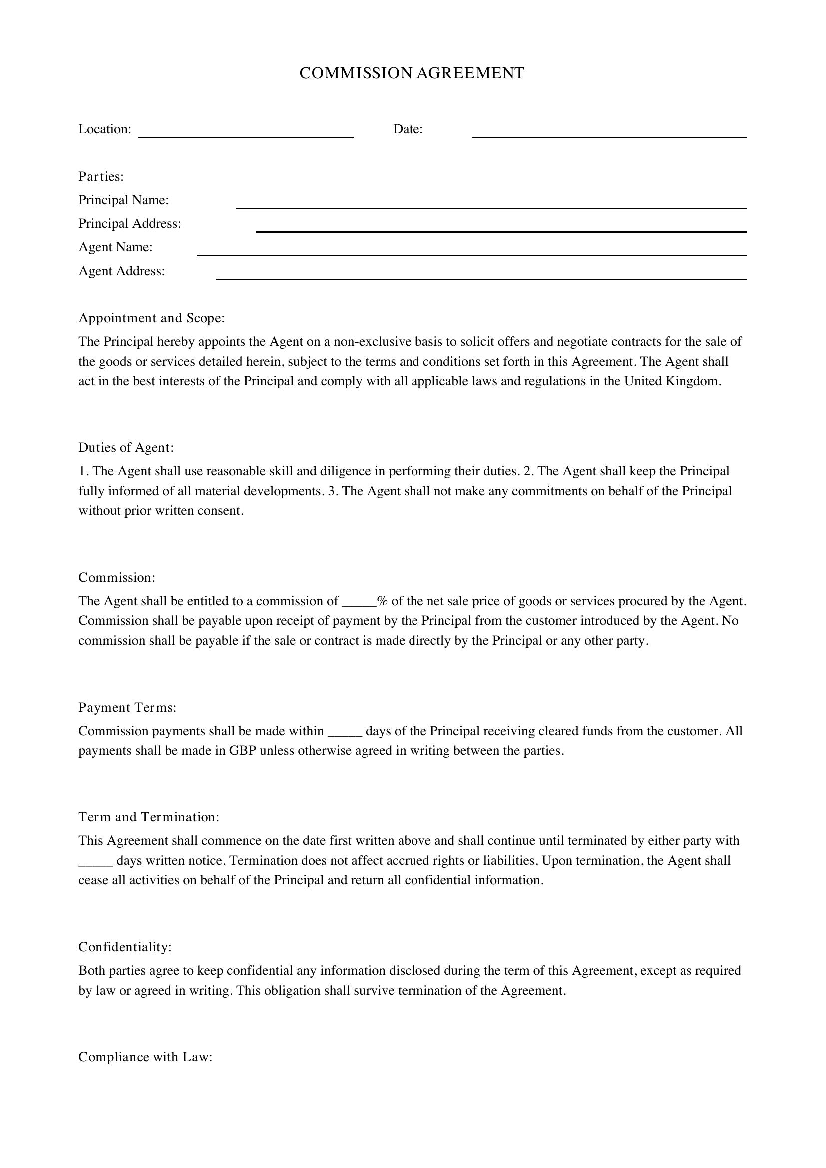 Commission Contract Template - UK