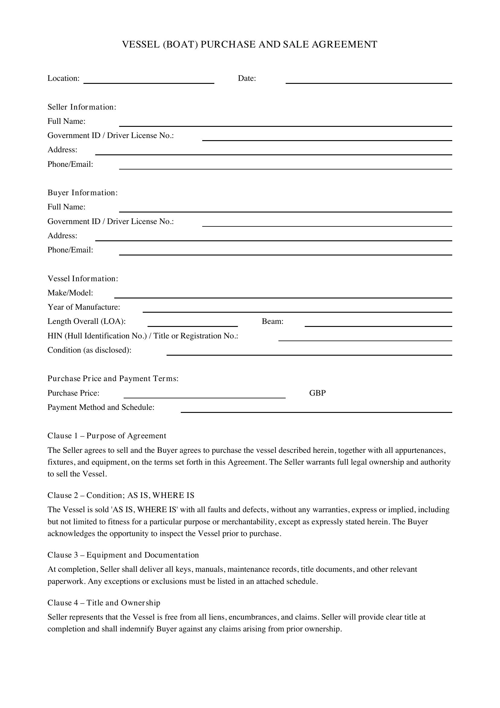 Contract Form Template - UK