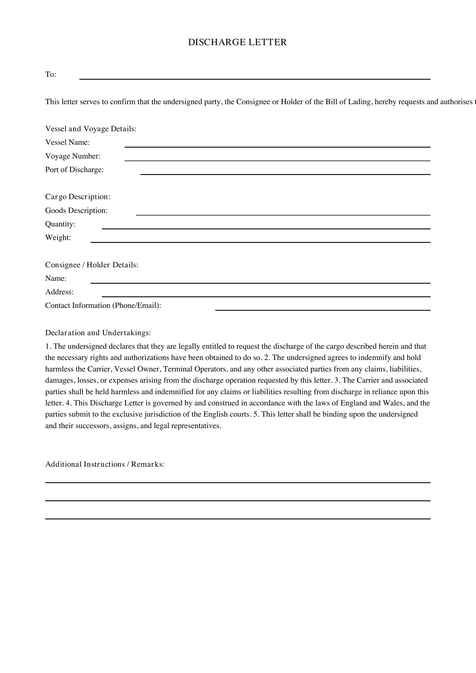 Discharge Letter Template - UK