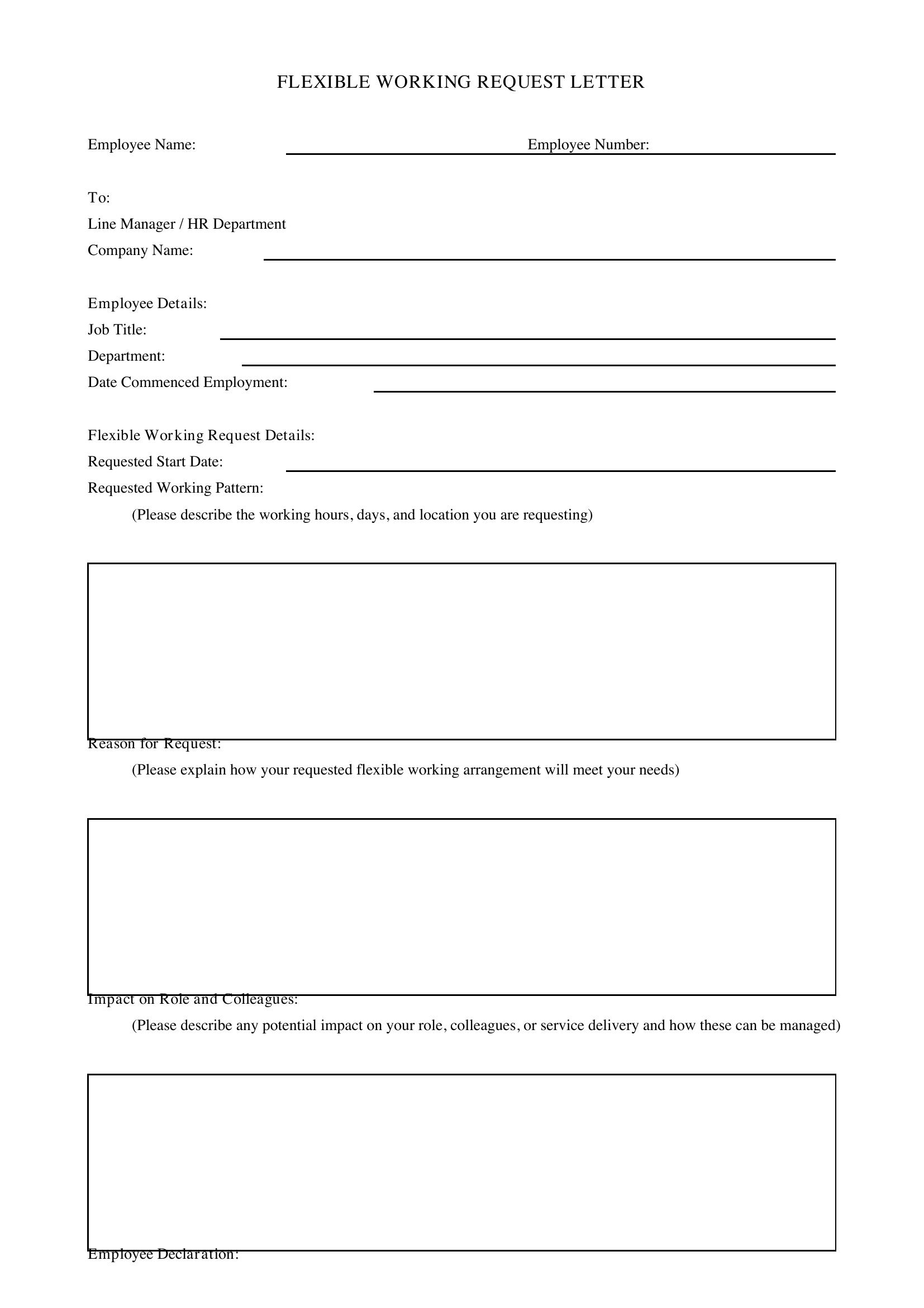 Flexible Working Letter Template - UK