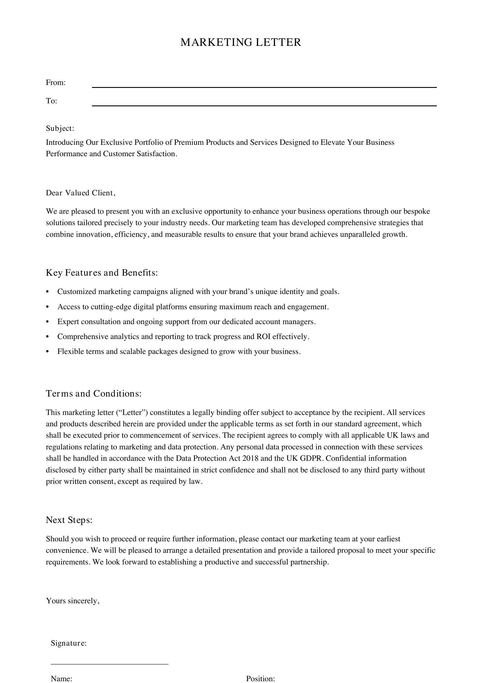 Marketing Letter Template - UK