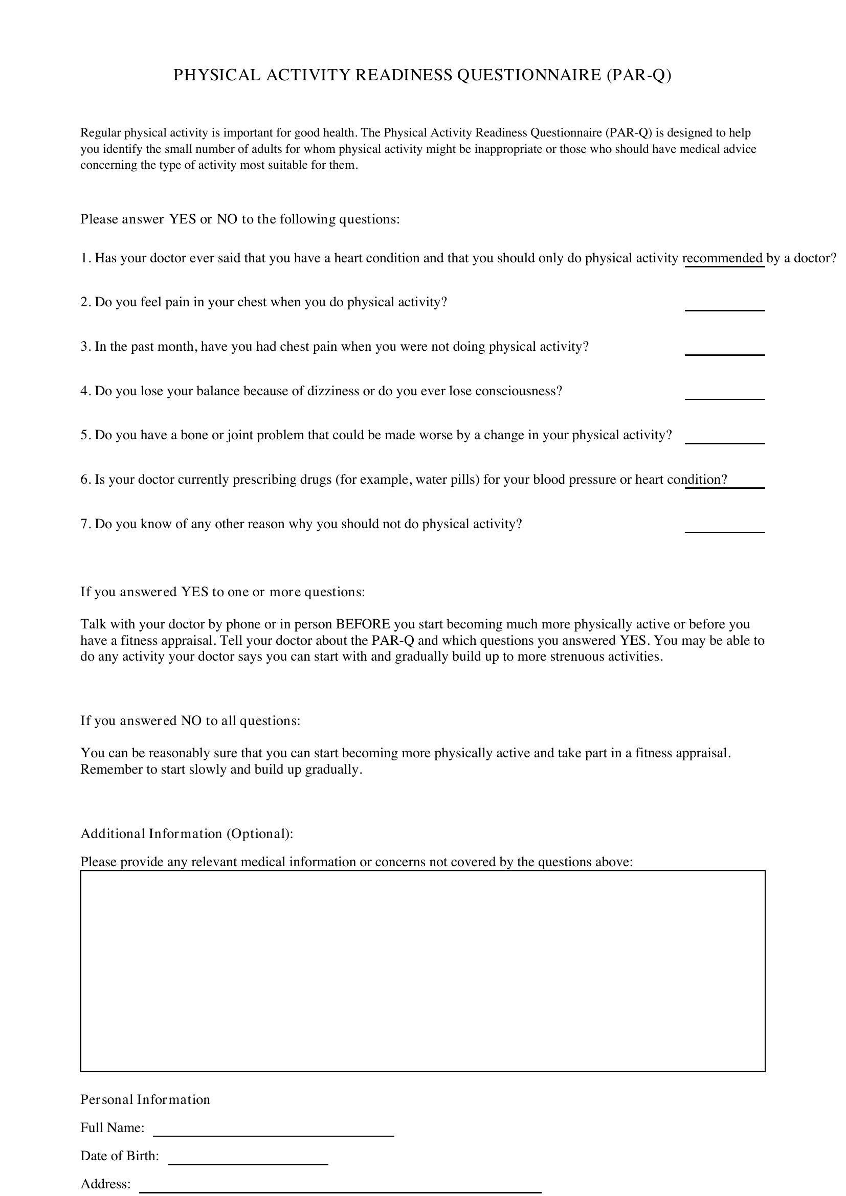Par Q Form Template - UK