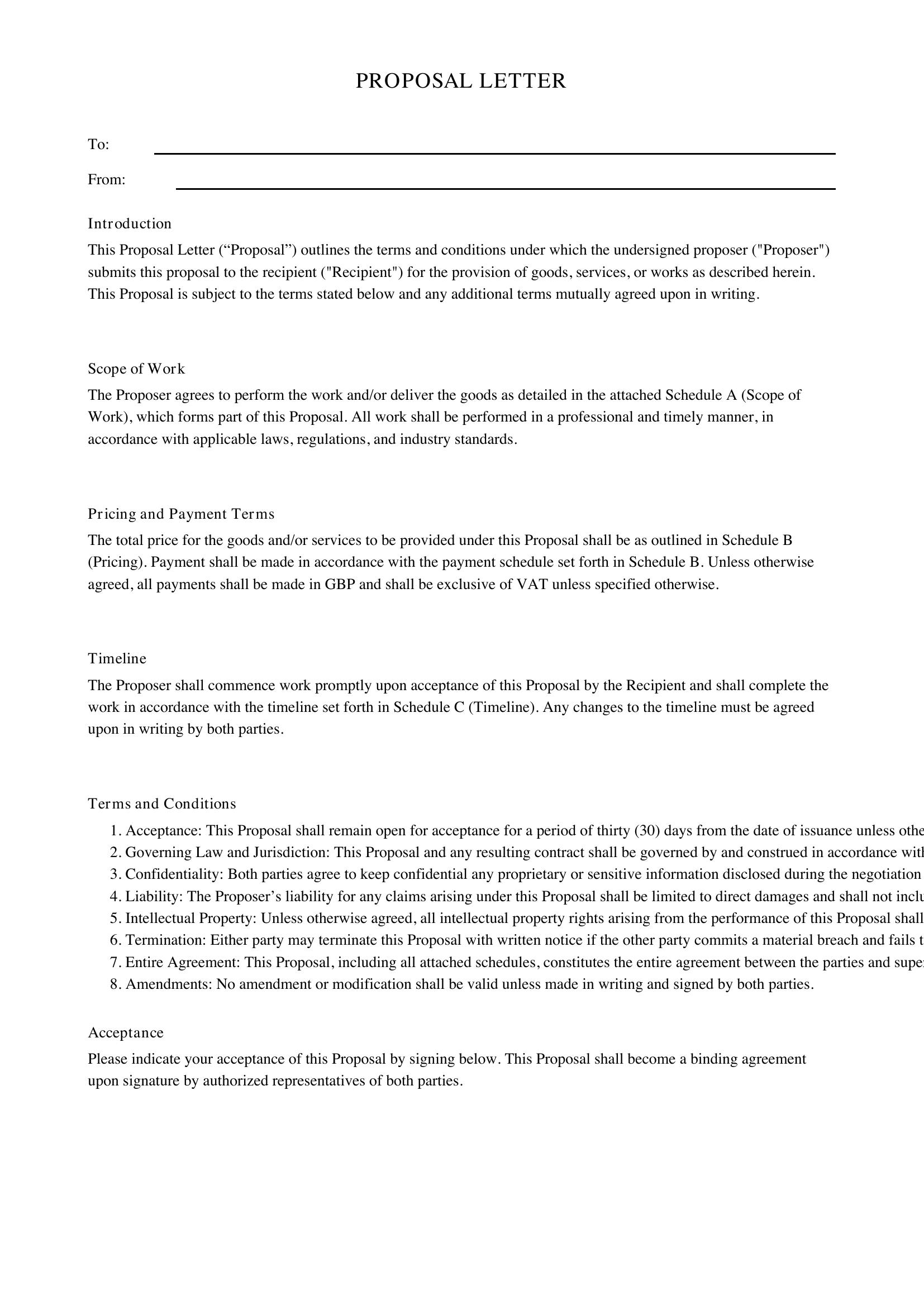 Proposal Letter Template - UK